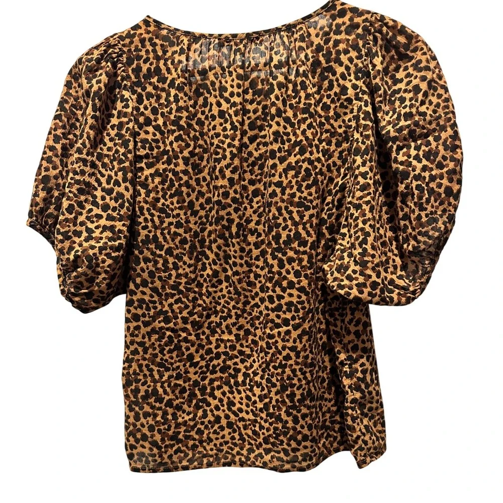 Madewell‎ Leopard Print Puff Sleeve Top Womens Size S Brown Excellent Condition